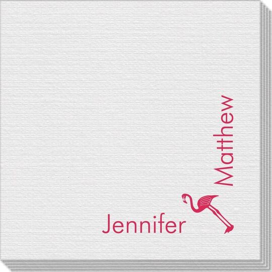 Corner Text with Flamingo Design Linen Like Napkins